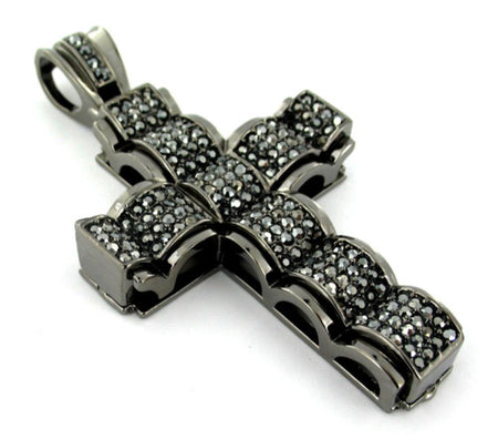 Exotic Striped White Black  Canary Cross Pendant