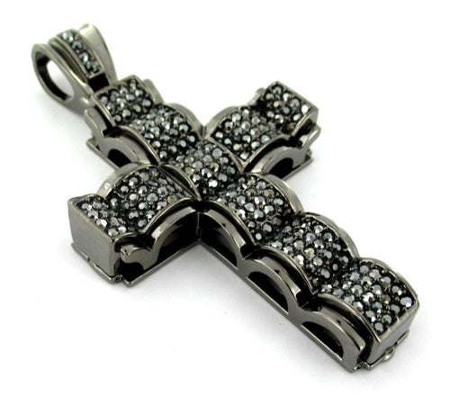 Bubble Cross Hematite Black Pendant