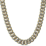 .925 Sterling Silver CZ 13MM Cuban Chain Gold