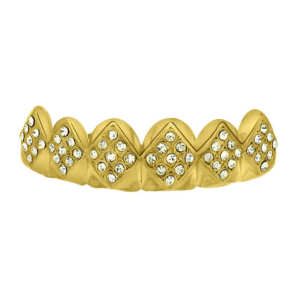 Diamond Bling Bling Gold Grillz Top Teeth