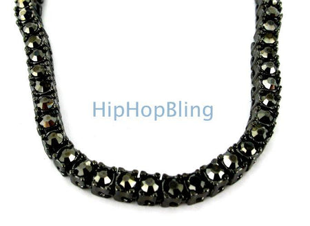 Black Cluster Chain Hip Hop Rosary Necklace