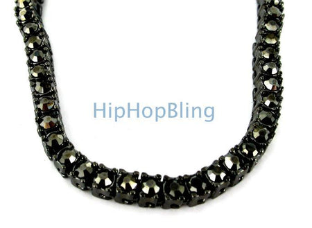 Black & White Checkered Iced Out Black Chain