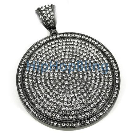 Circle of Ice Bling Bling Pendant White on Black