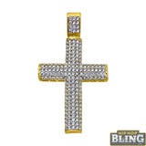 10K Yellow Gold CZ Rounded Small Bling Cross