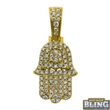 14K Gold Mini Hamsa 1.25cttw Diamond Pendant