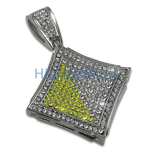 Kite Canary & White Diagonal Exotic Bling Bling Pendant