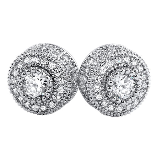 Mega 3D Cluster Bling Bling Earrings CZ