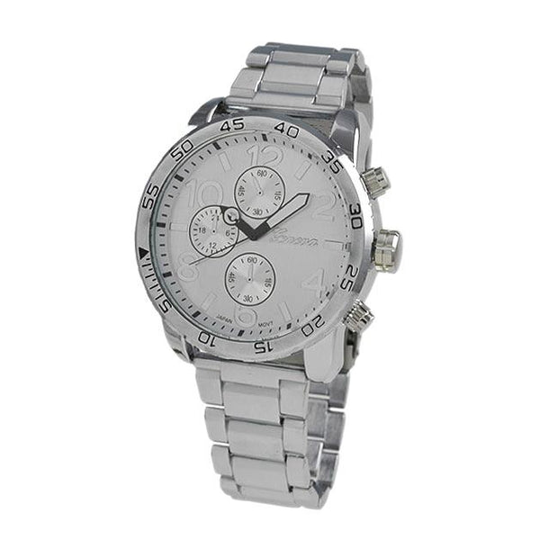 Clean All Silver Metal Band Watch