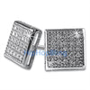 Medium Box CZ Micro Pave Bling Earrings .925 Silver