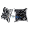 Large Kite Black CZ Micro Pave Earrings .925 Silver