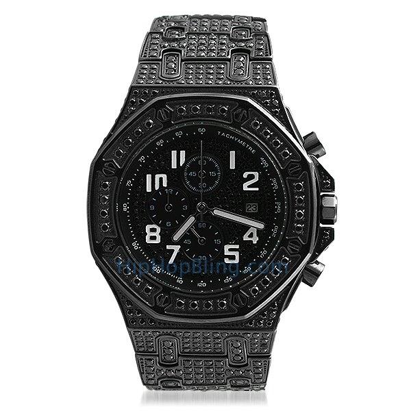 Octagon Lab Made Black Bling Bling Watch