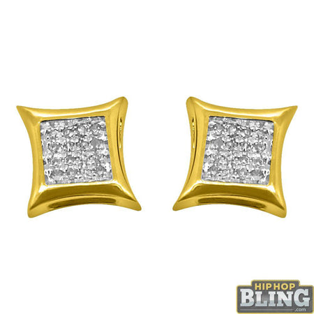 XL Kite Gold Vermeil CZ Micro Pave Earrings .925 Silver