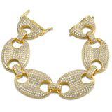 Gold Marine Link CZ Bling Bling Bracelet