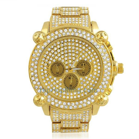 Tachymeter Gold Bling Diamond Super Techno Watch