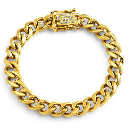 Bar CZ Gold Stainless Steel Bracelet