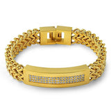 Gold ID Double Franco CZ Steel Bling Bracelet