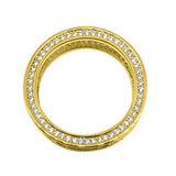 .925 Silver Channel Set 360 Eternity Band Gold CZ Bling Ring