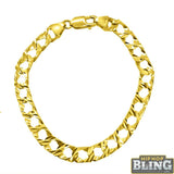 Diamond Cut 10K Yellow Gold Cuban Bracelet 8MM