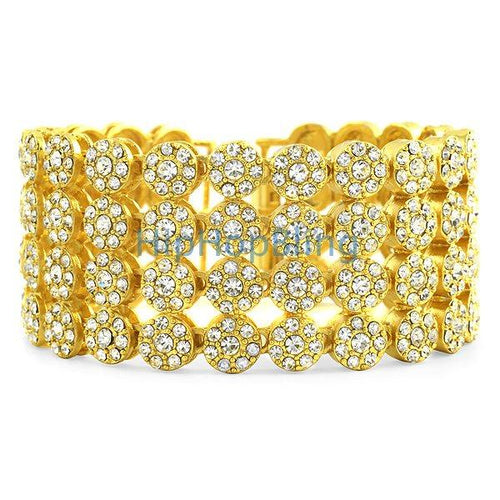 4 Row Cluster Gold Bling Bling Bracelet