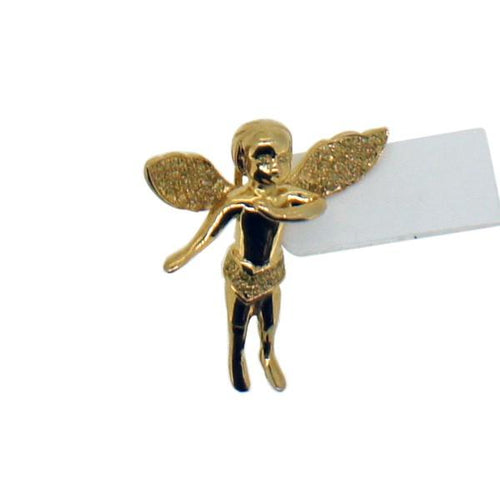 .25ct Diamond Cherub Angel Gold .925 Sterling Silver