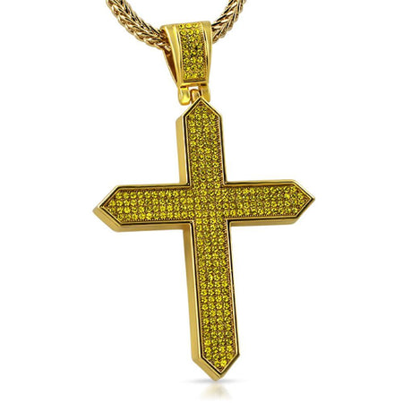 Lemonade Ribbon Cross Pendant & Chain Small