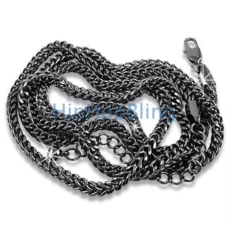 Black & White Checkered Iced Out Black Chain