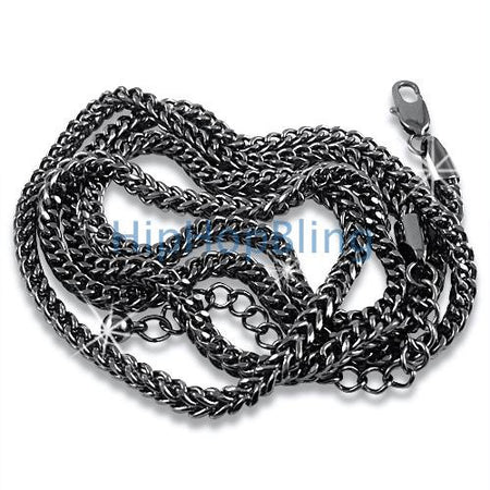 Black & White Checkered Rhodium Hip Hop Chain