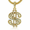 Gold Dollar Sign Bling Bling Pendant & Chain Small