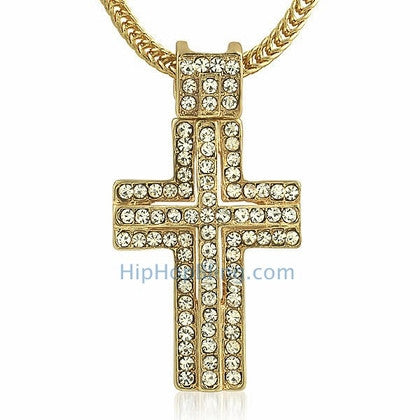 Gold Bling Cross & Chain Small