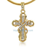 Gold Ribbon Cross Pendant & Chain Small