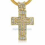 Gold Thick Bling Bling Cross & Chain Small