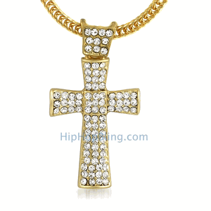 Gold Tie Bling Bling Cross & Chain Small