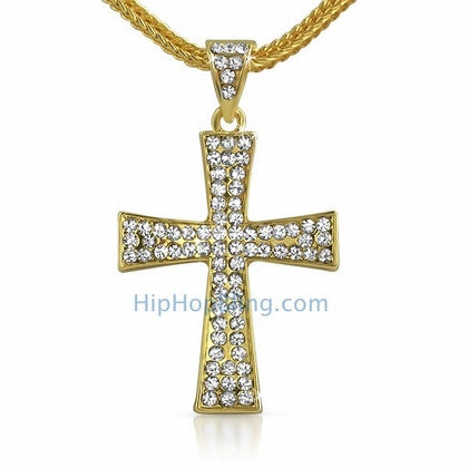 Gold Wing Bling Cross & Chain Small