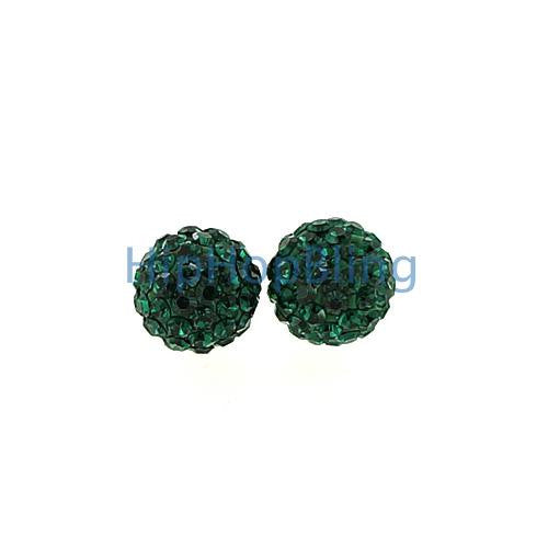 Green Bling 8mm Disco Ball Bling Bling Earrings