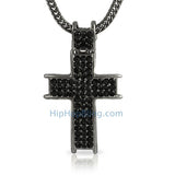 Ice Channel Black Bling Bling Cross Chain Small