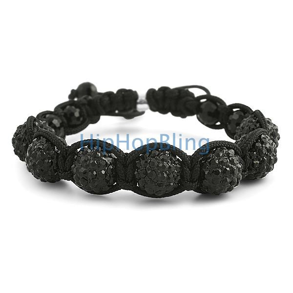 Jet Black 7 Ball Bling Bling Disco Ball Bracelet