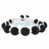 Jet Black White Rope Disco Ball Bling Bracelet