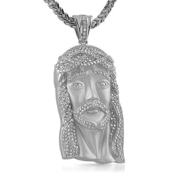 Large Iced out Micropave Jesus Piece Pendant