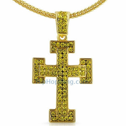 Lemonade Block Bling Bling Cross Chain Small