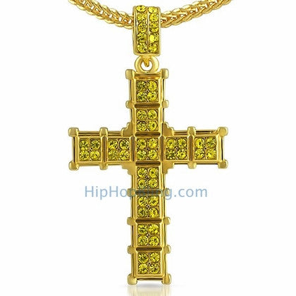 Lemonade Cube Cross Ice Out Charm Chain Small