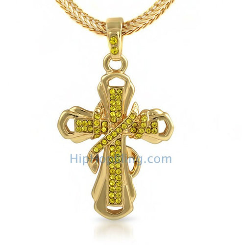 Lemonade Ribbon Cross Pendant & Chain Small