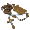 Maple Wood Jesus Piece Link Rosary Necklace