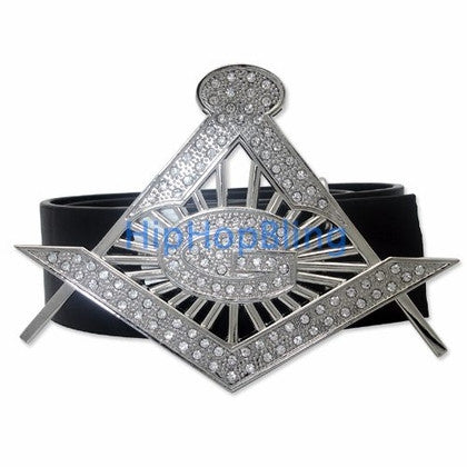 Masonic G Silver Bling Belt Buckle