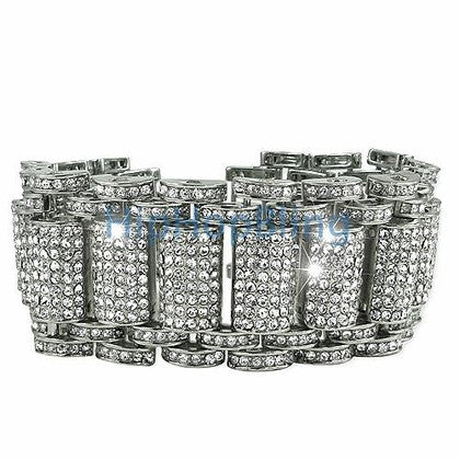 4 Row Bling Bling Iced Out Bracelet Silver * Premium *