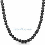 Moon Cut Chain 7MM Black Necklace