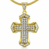 Pointed Gold Cross Bling Bling Chain Small