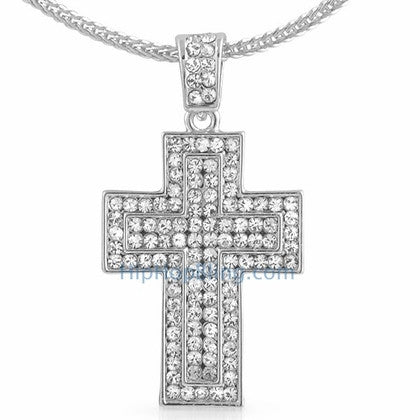 Quad Bling Cross Pendant & Chain Small