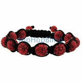 Red 10mm Bling High End Disco Ball Bracelet Black Rope