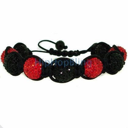Red & Black 14mm 9 Disco Ball Bling Bracelet