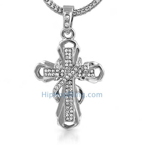 Ribbon Bling Cross Pendant & Chain Small